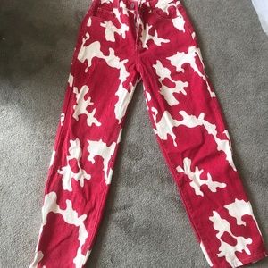 Shein Pink cow jeans xs